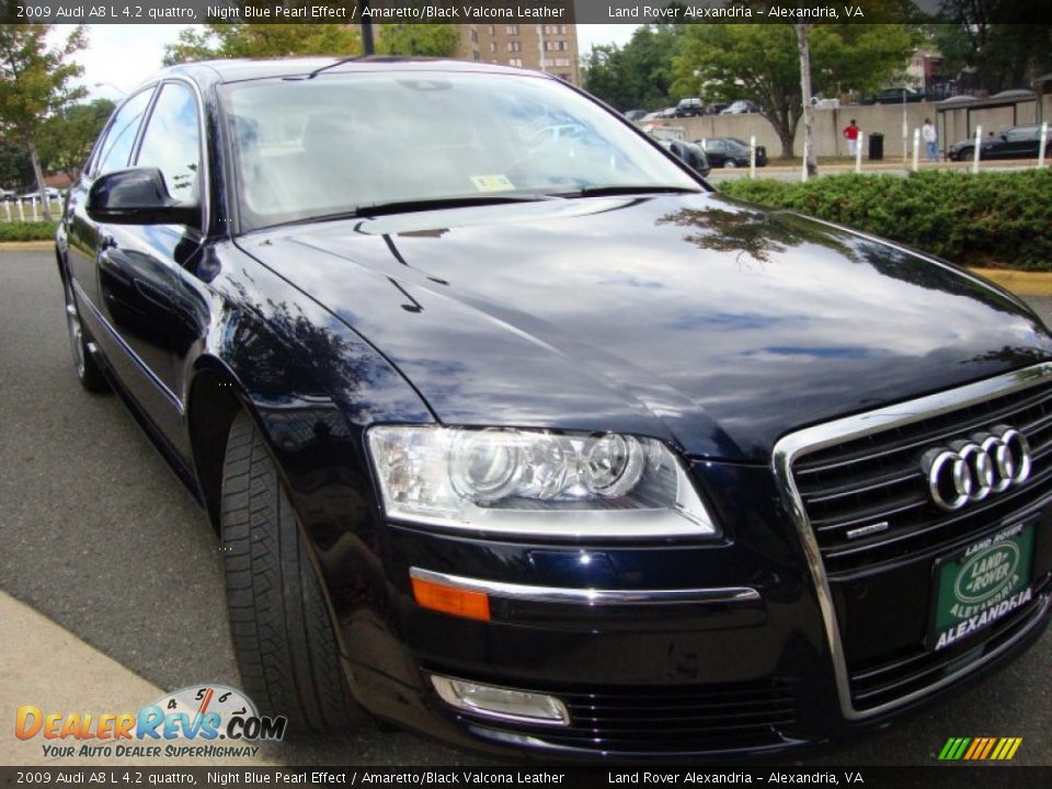 2009 Audi A8 L 4.2 quattro Night Blue Pearl Effect / Amaretto/Black Valcona Leather Photo #9