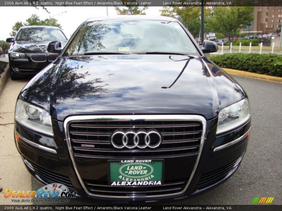 2009 Audi A8 L 4.2 quattro Night Blue Pearl Effect / Amaretto/Black Valcona Leather Photo #11
