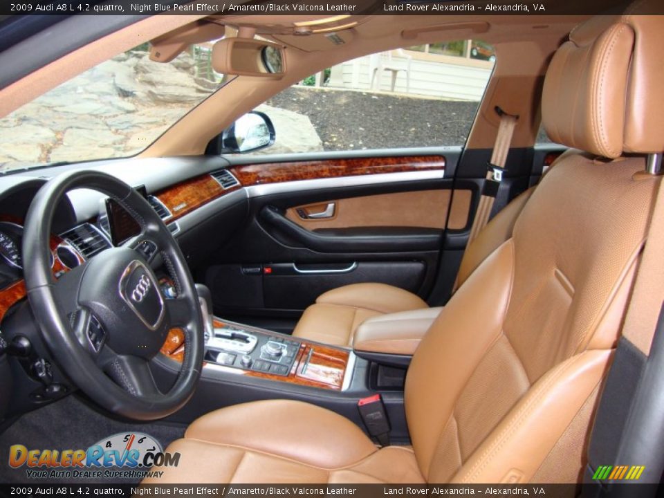 Amaretto/Black Valcona Leather Interior - 2009 Audi A8 L 4.2 quattro Photo #17