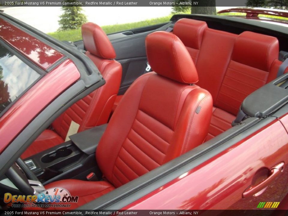 Red Leather Interior - 2005 Ford Mustang V6 Premium Convertible Photo #10