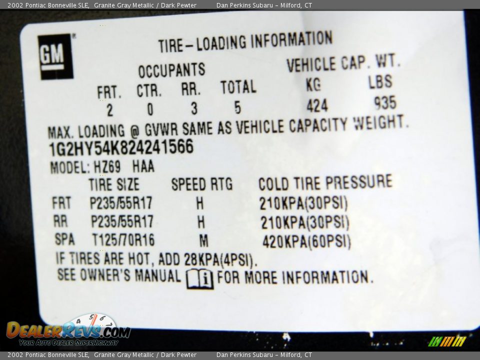 2002 Pontiac Bonneville SLE Granite Gray Metallic / Dark Pewter Photo #26