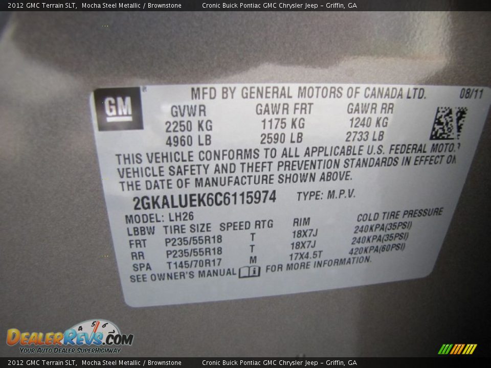 2012 GMC Terrain SLT Mocha Steel Metallic / Brownstone Photo #22
