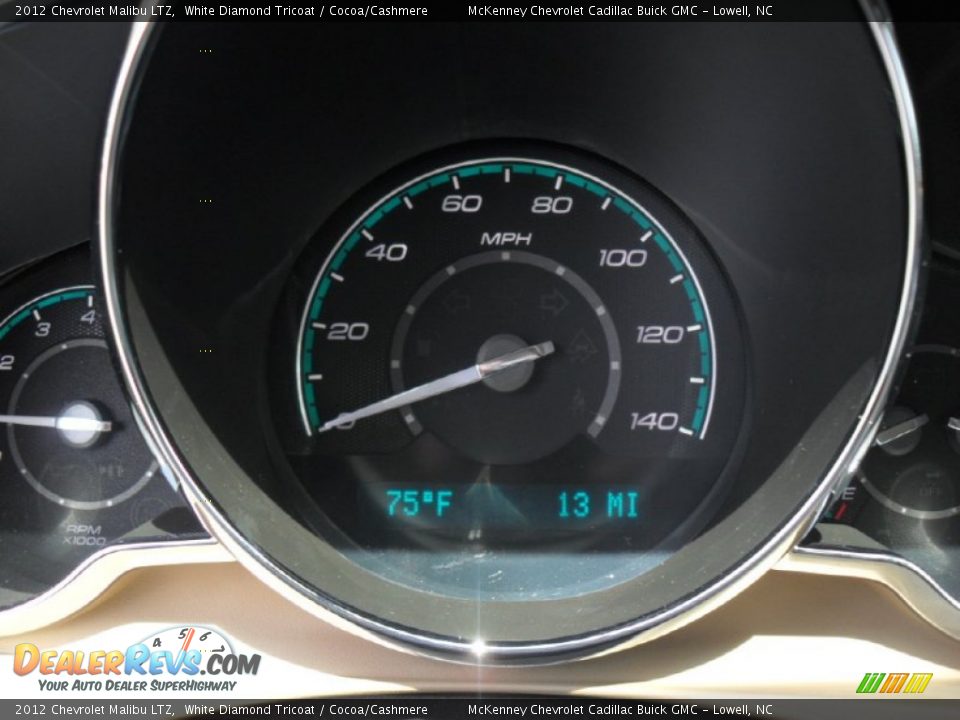 2012 Chevrolet Malibu LTZ White Diamond Tricoat / Cocoa/Cashmere Photo #13
