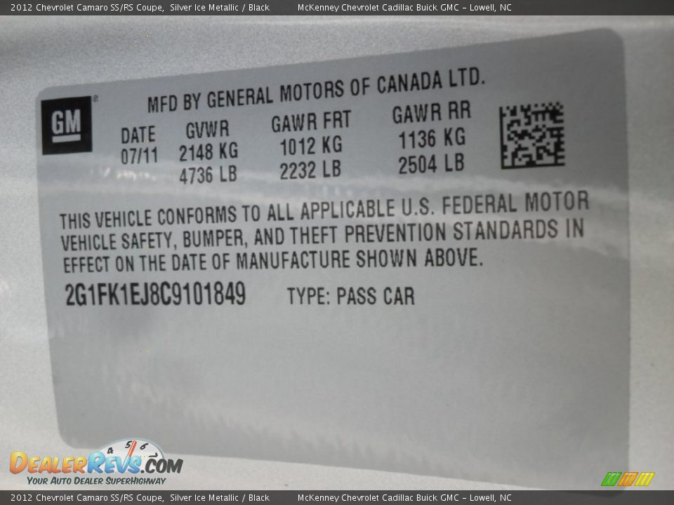 2012 Chevrolet Camaro SS/RS Coupe Silver Ice Metallic / Black Photo #6
