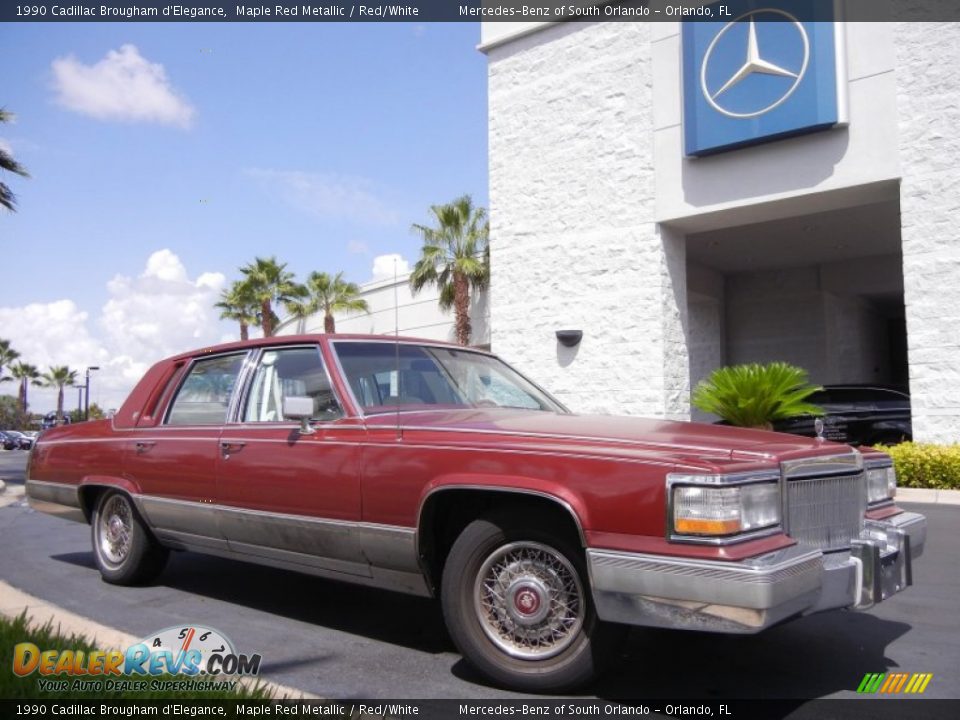 1990 Cadillac Brougham d'Elegance Maple Red Metallic / Red/White Photo #4