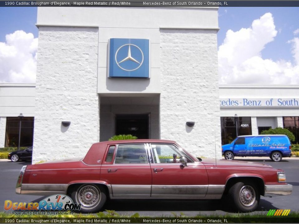 1990 Cadillac Brougham d'Elegance Maple Red Metallic / Red/White Photo #5