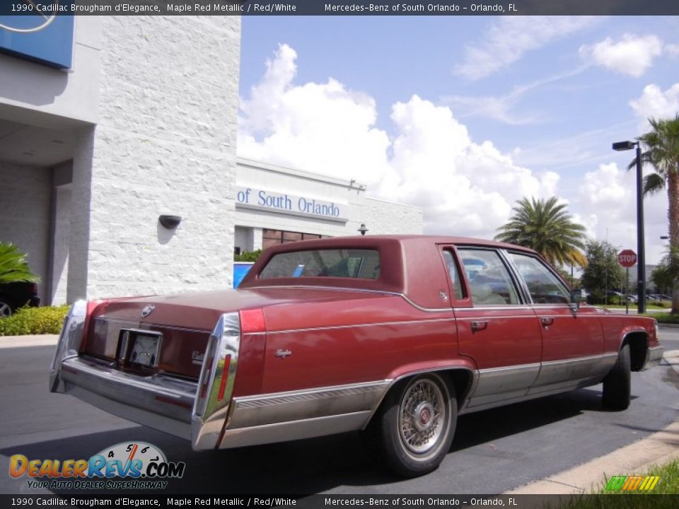 1990 Cadillac Brougham d'Elegance Maple Red Metallic / Red/White Photo #6