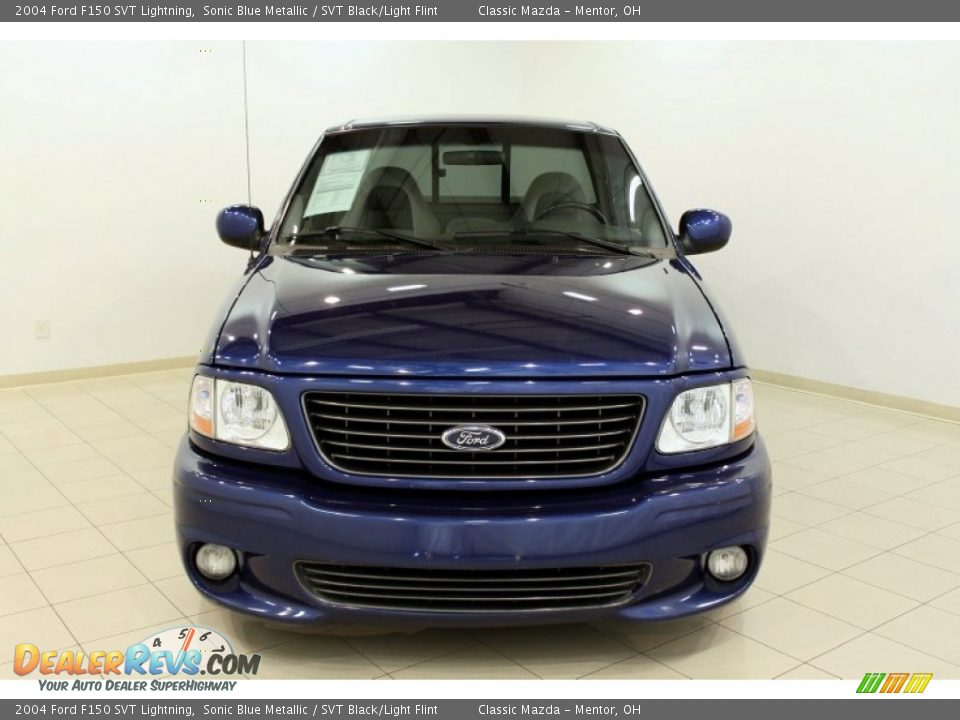 2004 Ford F150 SVT Lightning Sonic Blue Metallic / SVT Black/Light Flint Photo #2