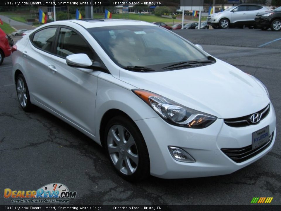2012 Hyundai Elantra Limited Shimmering White / Beige Photo #4