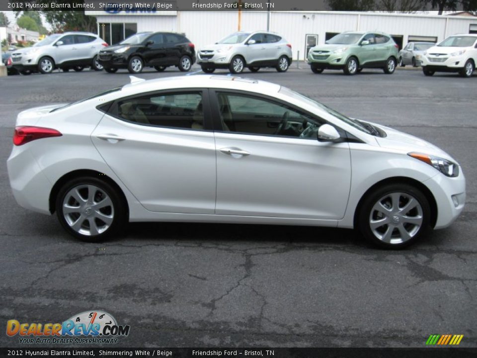 2012 Hyundai Elantra Limited Shimmering White / Beige Photo #5