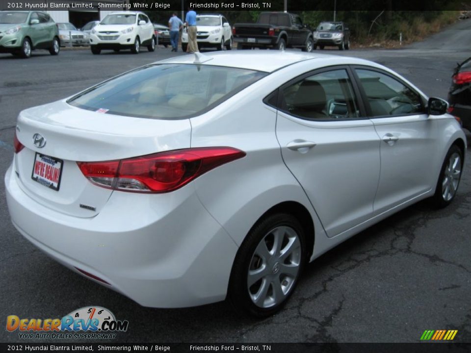 2012 Hyundai Elantra Limited Shimmering White / Beige Photo #6