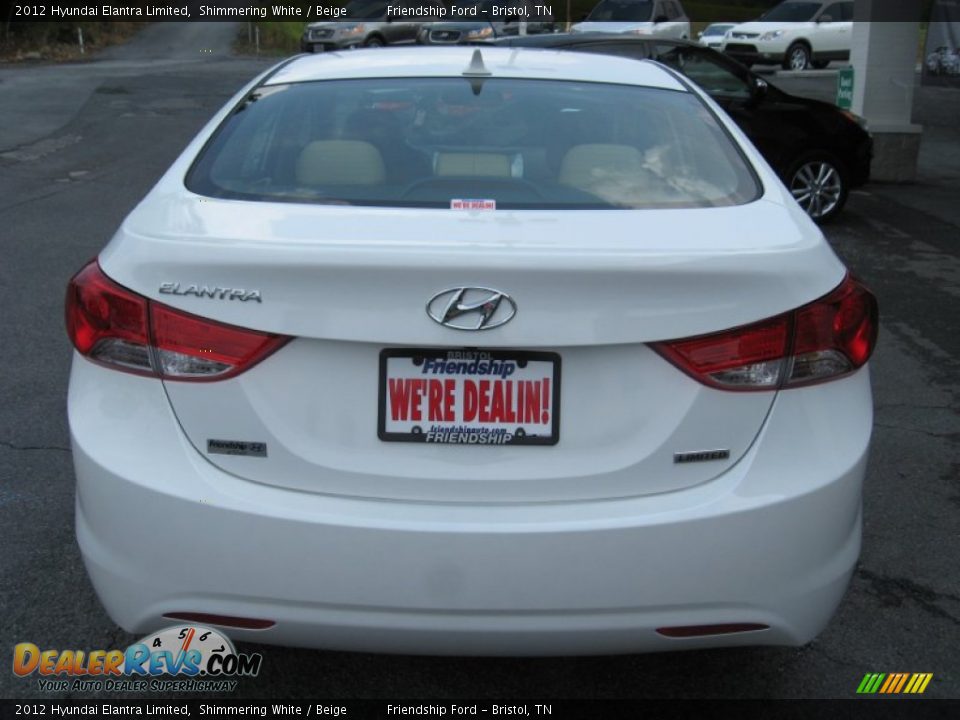 2012 Hyundai Elantra Limited Shimmering White / Beige Photo #7
