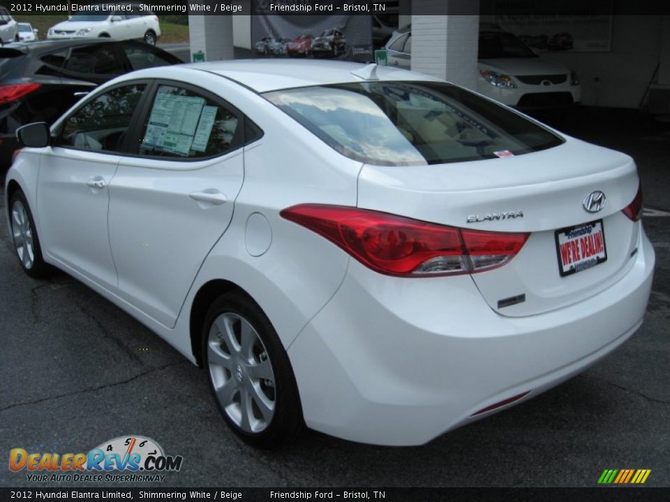 2012 Hyundai Elantra Limited Shimmering White / Beige Photo #8