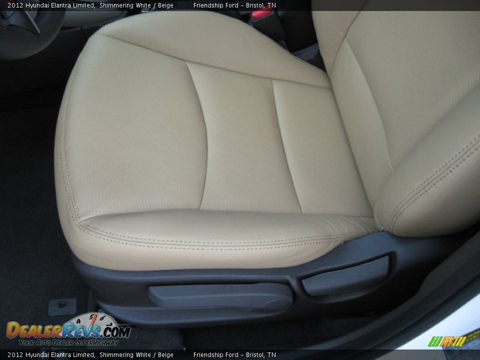 2012 Hyundai Elantra Limited Shimmering White / Beige Photo #15