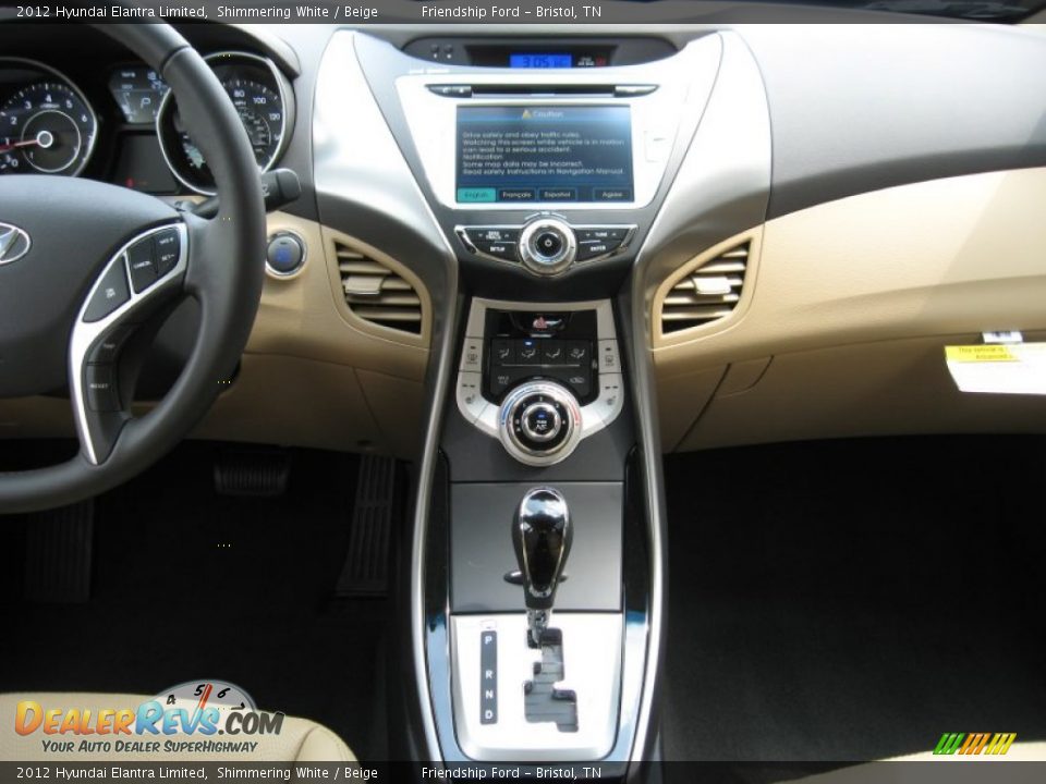2012 Hyundai Elantra Limited Shimmering White / Beige Photo #24