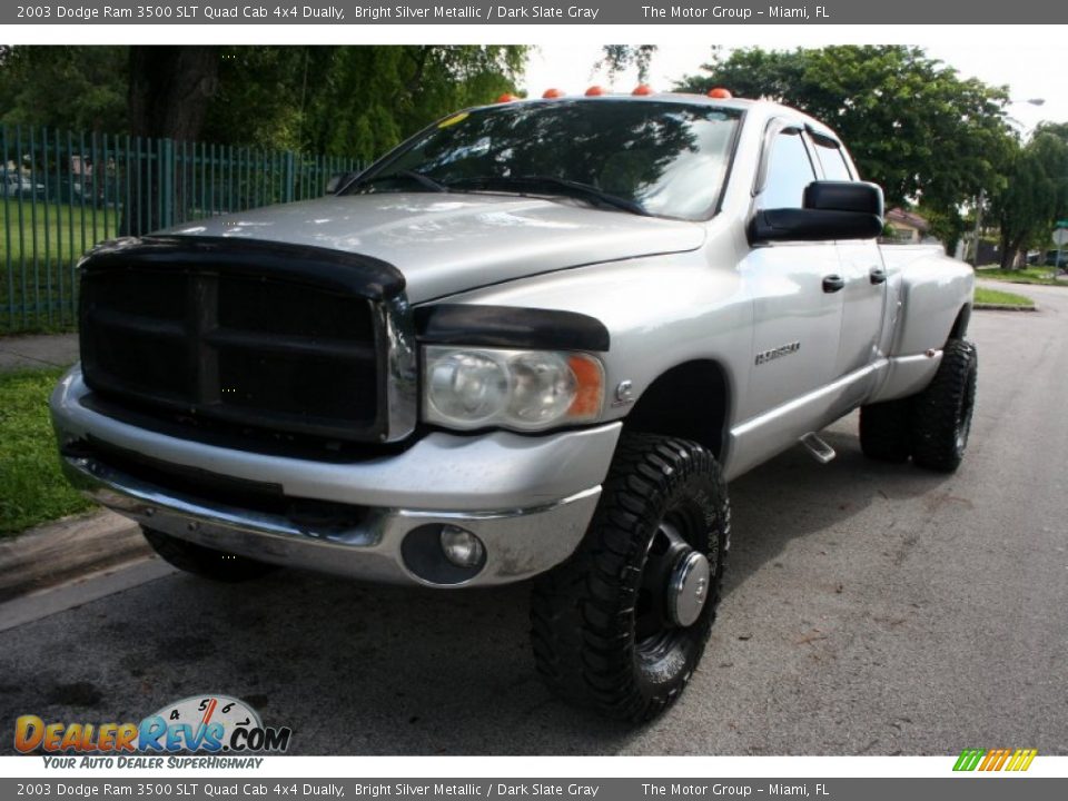 2003 Dodge Ram 3500 SLT Quad Cab 4x4 Dually Bright Silver Metallic / Dark Slate Gray Photo #1