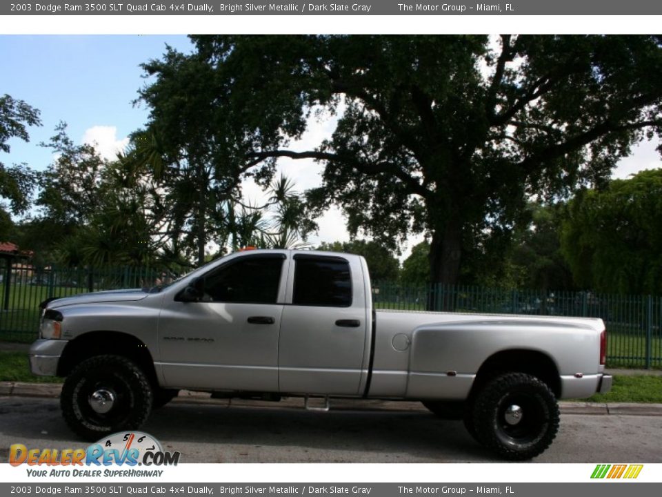 2003 Dodge Ram 3500 SLT Quad Cab 4x4 Dually Bright Silver Metallic / Dark Slate Gray Photo #3