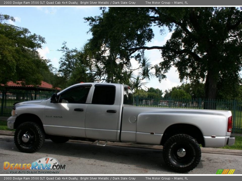 2003 Dodge Ram 3500 SLT Quad Cab 4x4 Dually Bright Silver Metallic / Dark Slate Gray Photo #4