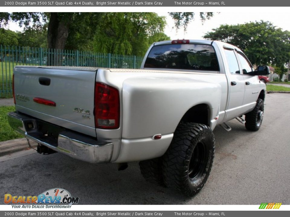 2003 Dodge Ram 3500 SLT Quad Cab 4x4 Dually Bright Silver Metallic / Dark Slate Gray Photo #9