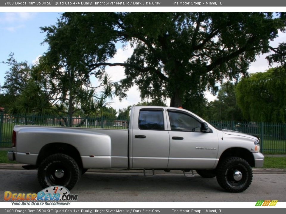 2003 Dodge Ram 3500 SLT Quad Cab 4x4 Dually Bright Silver Metallic / Dark Slate Gray Photo #11