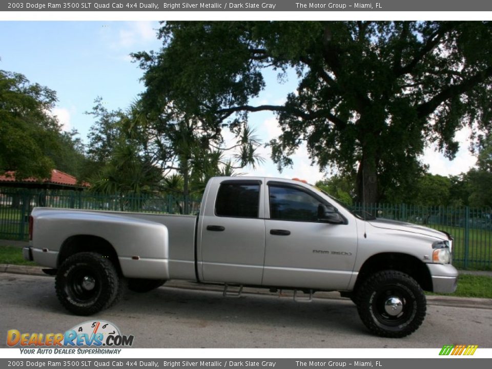 2003 Dodge Ram 3500 SLT Quad Cab 4x4 Dually Bright Silver Metallic / Dark Slate Gray Photo #12