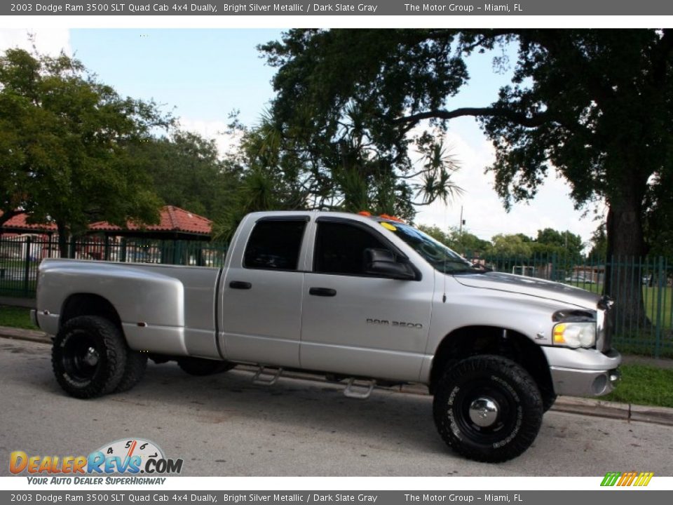 2003 Dodge Ram 3500 SLT Quad Cab 4x4 Dually Bright Silver Metallic / Dark Slate Gray Photo #13