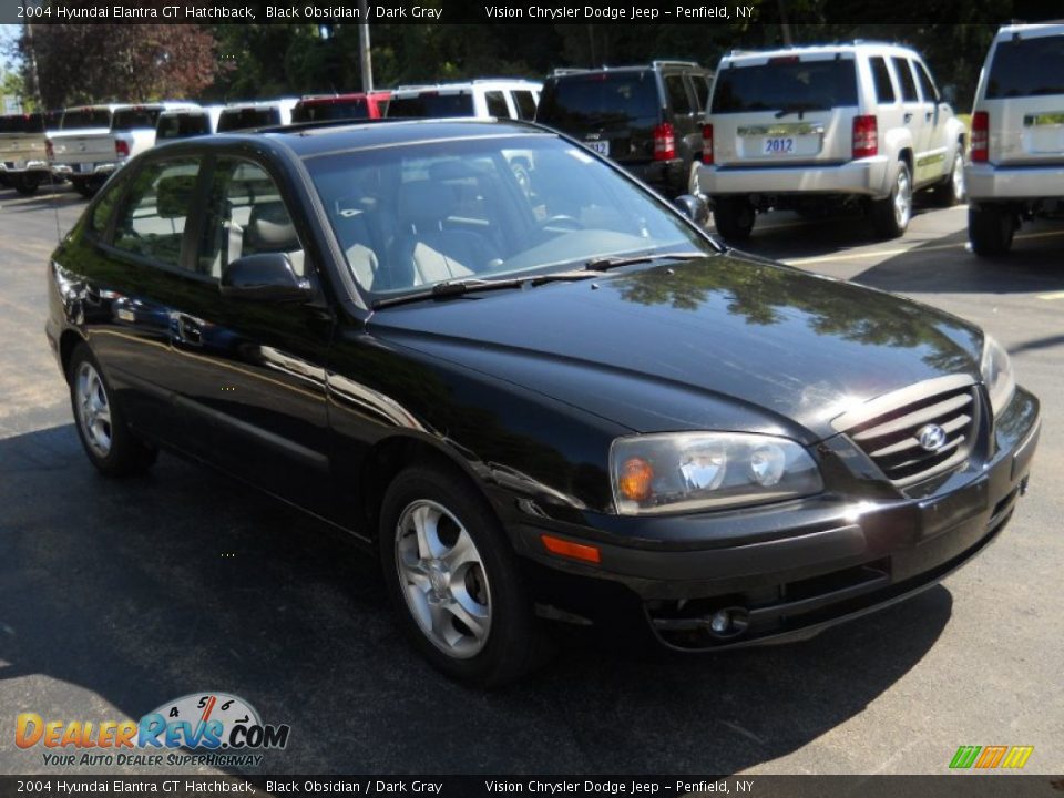 2004 Hyundai Elantra GT Hatchback Black Obsidian / Dark Gray Photo #14