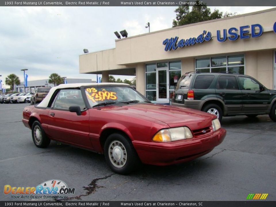 1993 Ford Mustang LX Convertible Electric Red Metallic / Red Photo #2