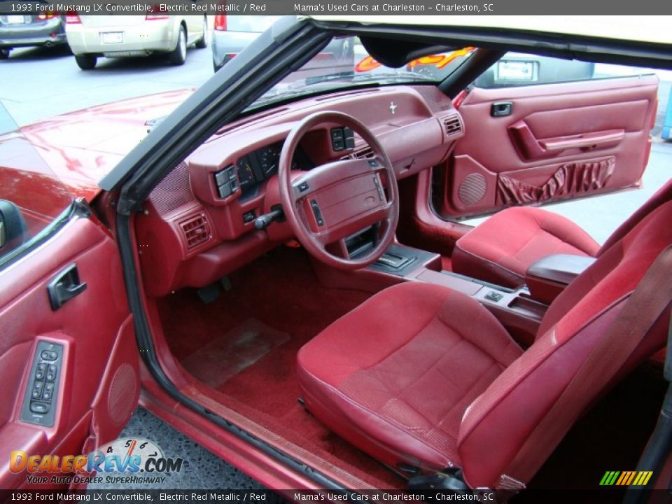 Red Interior - 1993 Ford Mustang LX Convertible Photo #9