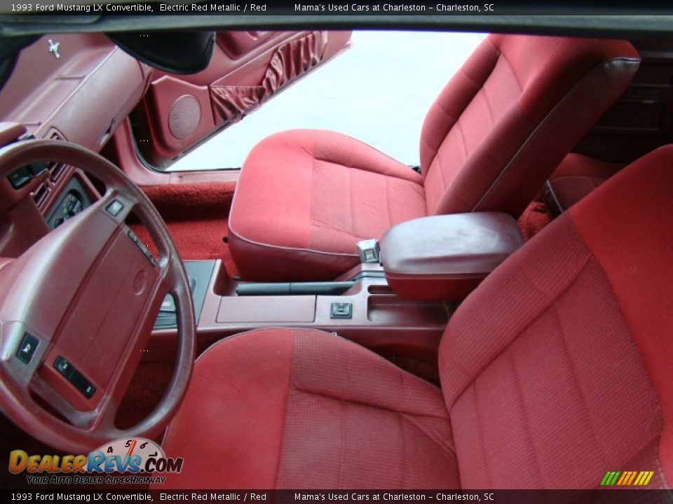 Red Interior - 1993 Ford Mustang LX Convertible Photo #10