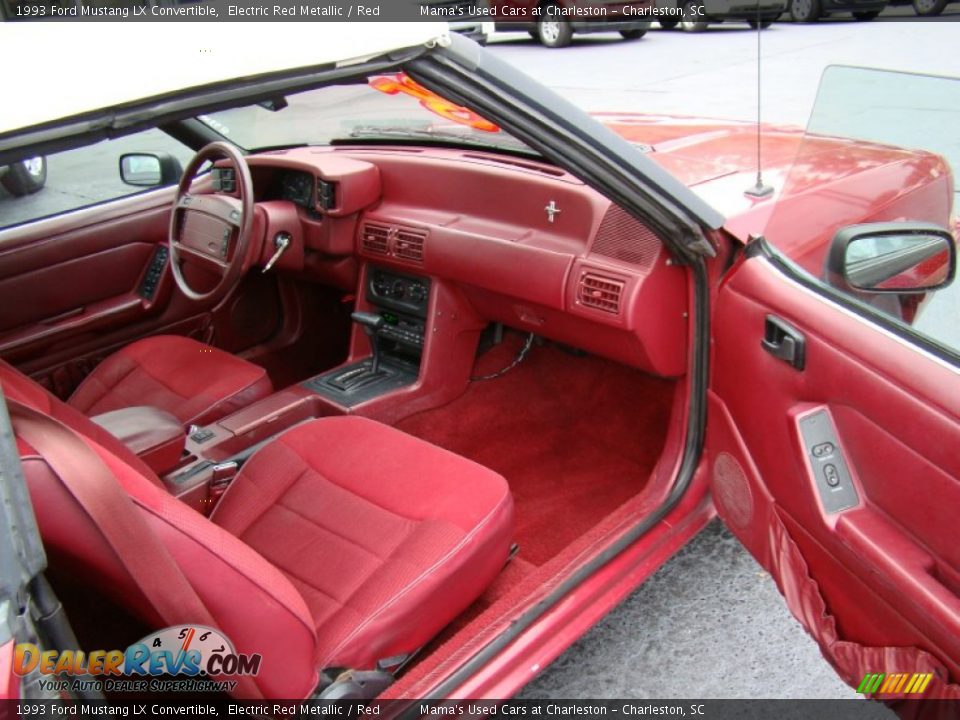 Red Interior - 1993 Ford Mustang LX Convertible Photo #11