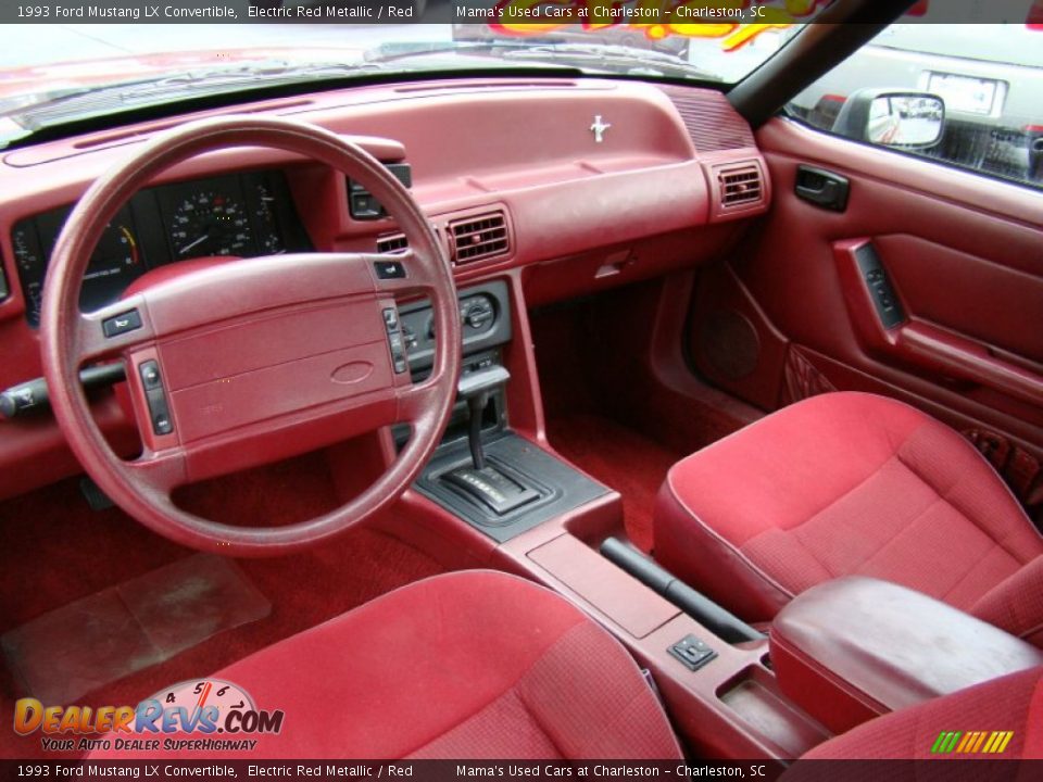 Red Interior - 1993 Ford Mustang LX Convertible Photo #14