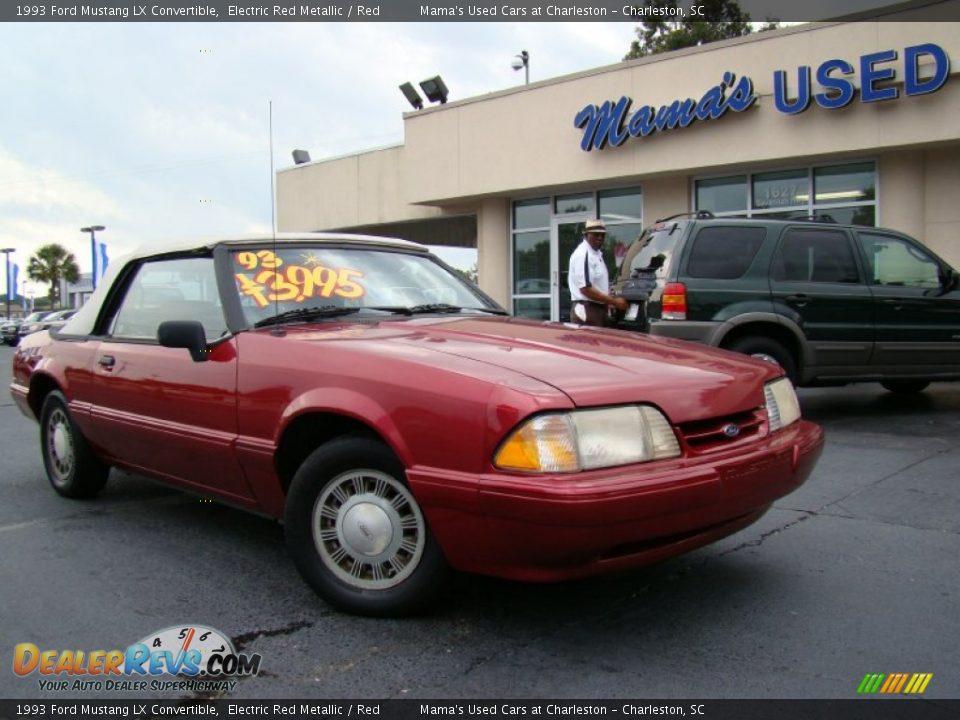 1993 Ford Mustang LX Convertible Electric Red Metallic / Red Photo #23