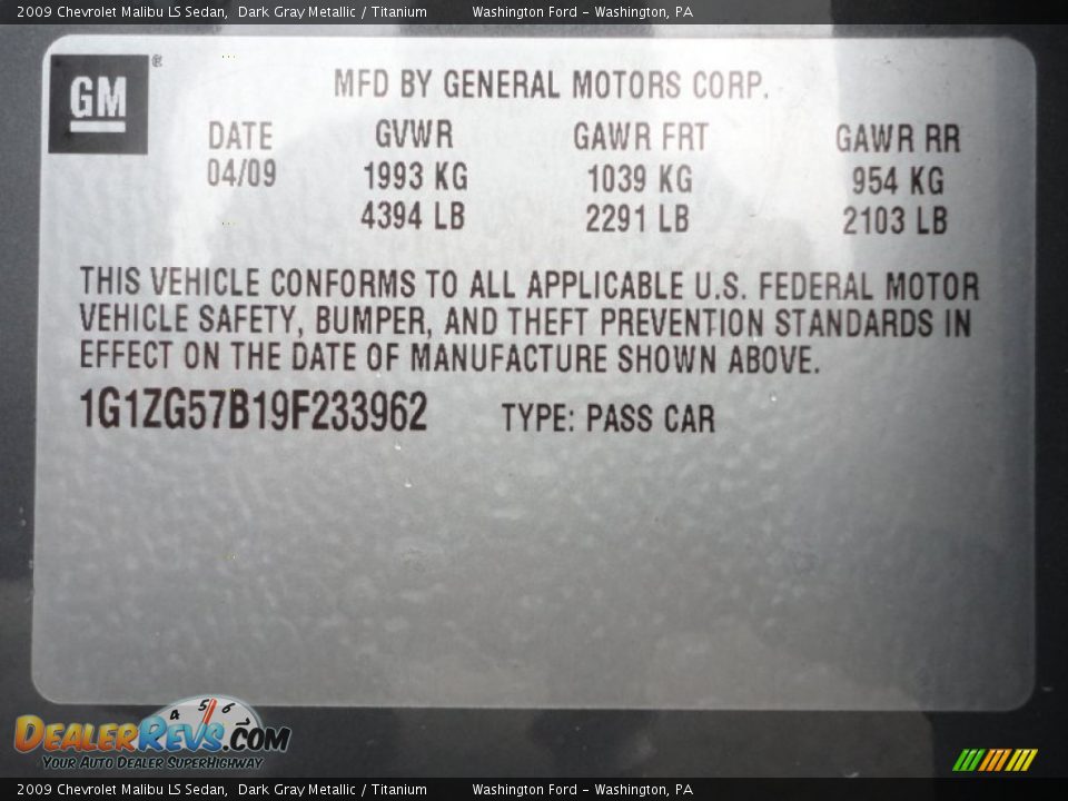 2009 Chevrolet Malibu LS Sedan Dark Gray Metallic / Titanium Photo #20