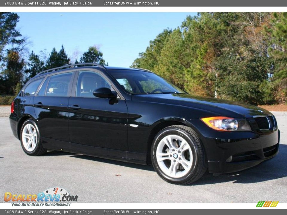 2008 BMW 3 Series 328i Wagon Jet Black / Beige Photo #1