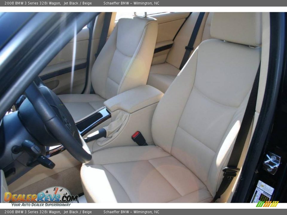 2008 BMW 3 Series 328i Wagon Jet Black / Beige Photo #10