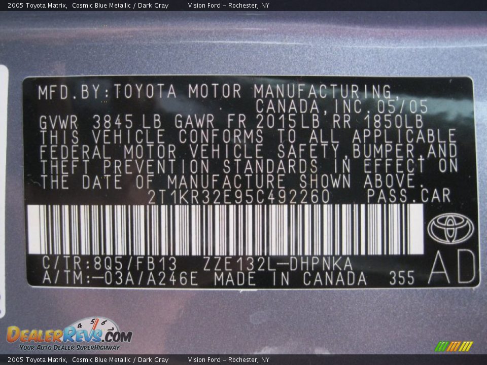 2005 Toyota Matrix Cosmic Blue Metallic / Dark Gray Photo #27