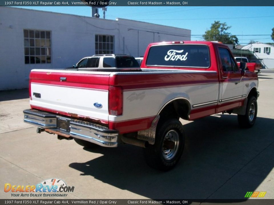 1997 Ford F350 XLT Regular Cab 4x4 Vermillion Red / Opal Grey Photo #5