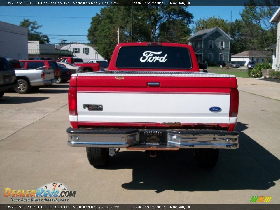 1997 Ford F350 XLT Regular Cab 4x4 Vermillion Red / Opal Grey Photo #6