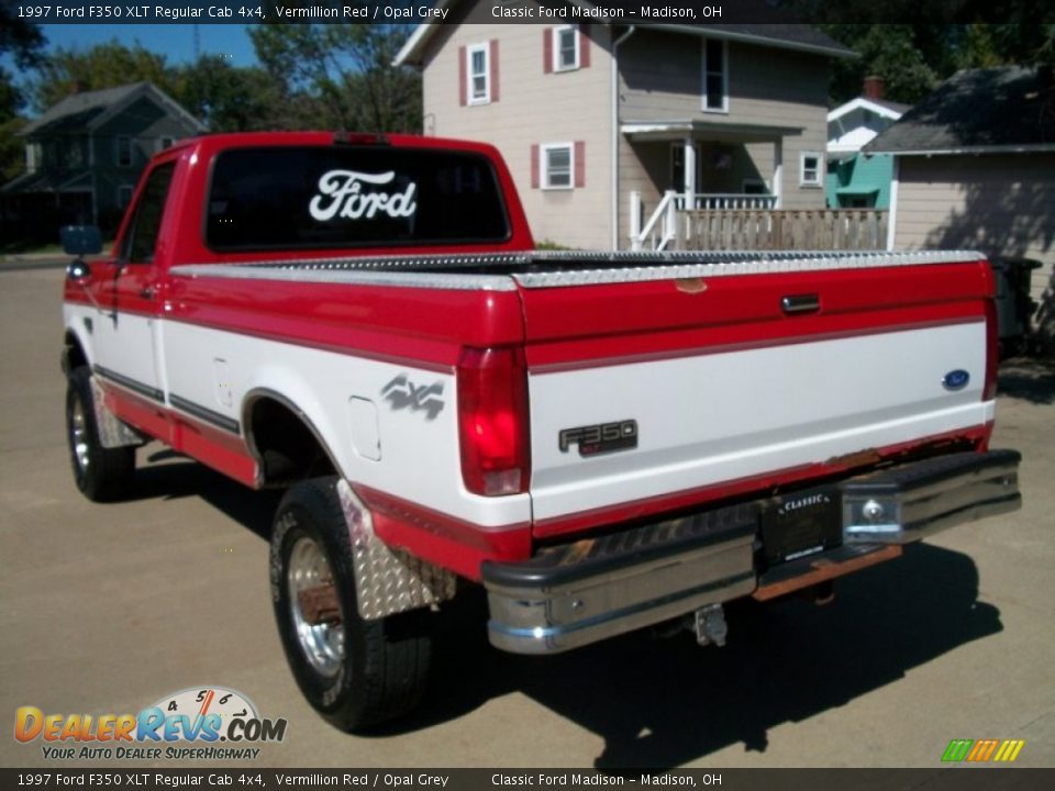 1997 Ford F350 XLT Regular Cab 4x4 Vermillion Red / Opal Grey Photo #7