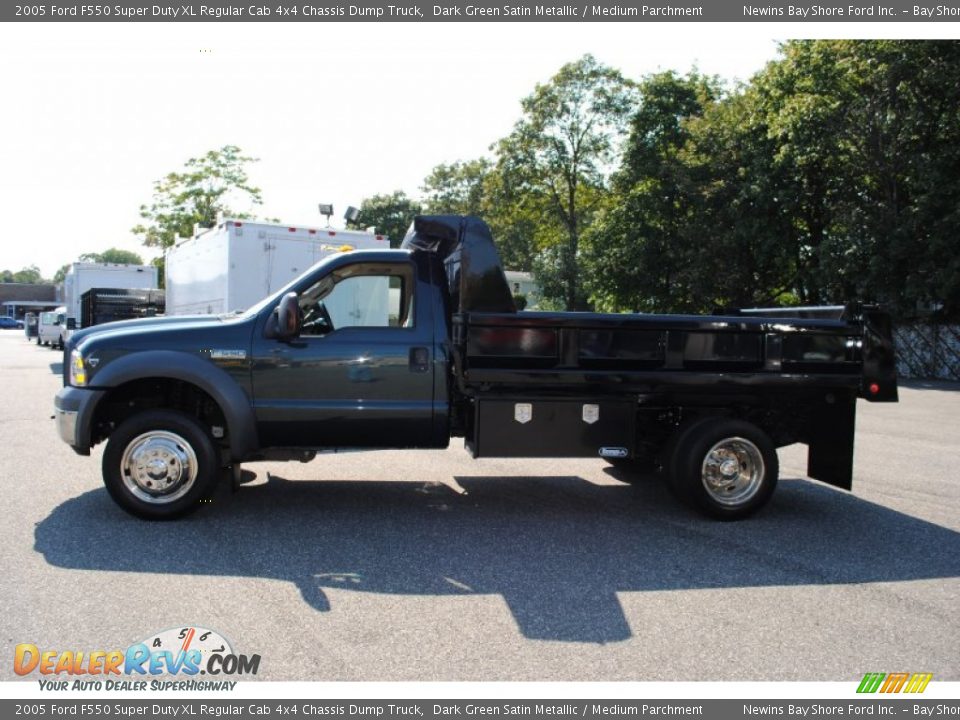 Dark Green Satin Metallic 2005 Ford F550 Super Duty XL Regular Cab 4x4 Chassis Dump Truck Photo #3