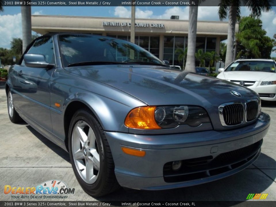 2003 BMW 3 Series 325i Convertible Steel Blue Metallic / Grey Photo #2
