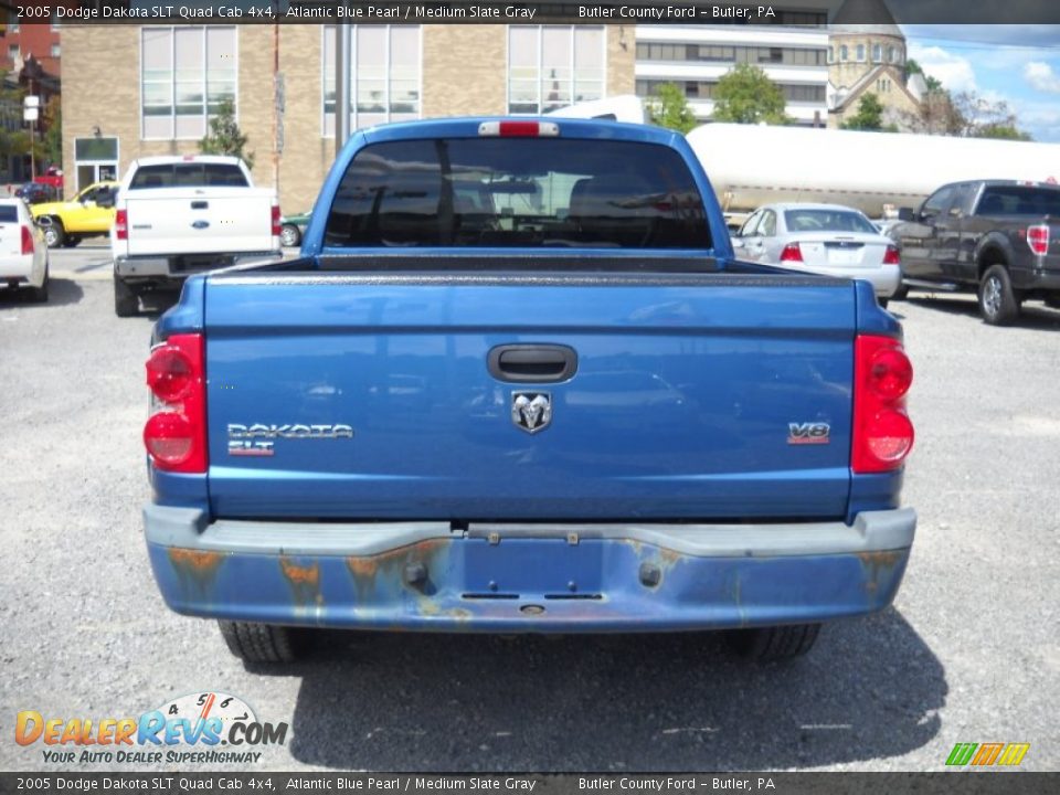 2005 Dodge Dakota SLT Quad Cab 4x4 Atlantic Blue Pearl / Medium Slate Gray Photo #3