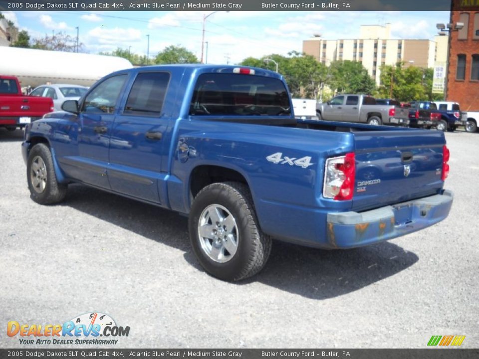 2005 Dodge Dakota SLT Quad Cab 4x4 Atlantic Blue Pearl / Medium Slate Gray Photo #4