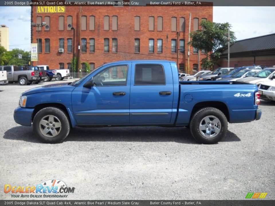 2005 Dodge Dakota SLT Quad Cab 4x4 Atlantic Blue Pearl / Medium Slate Gray Photo #5