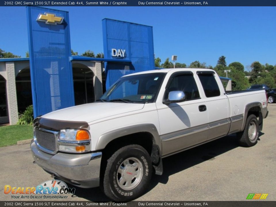 2002 GMC Sierra 1500 SLT Extended Cab 4x4 Summit White / Graphite Photo #1