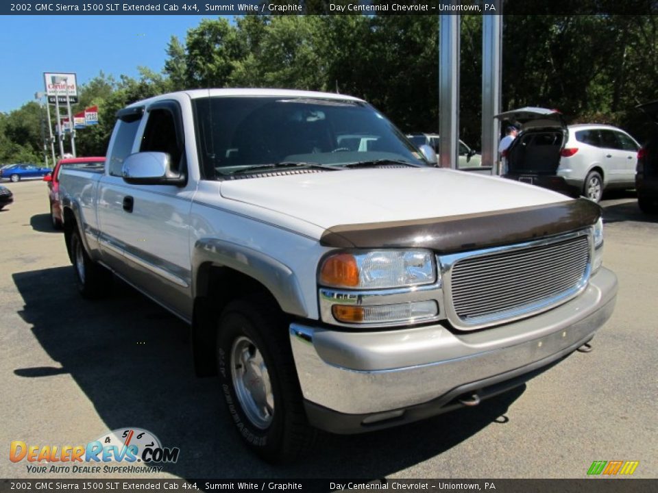 2002 GMC Sierra 1500 SLT Extended Cab 4x4 Summit White / Graphite Photo #6