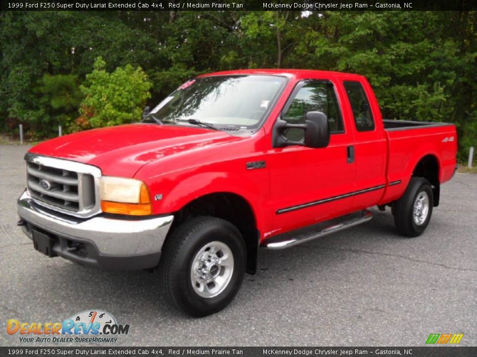 Red 1999 Ford F250 Super Duty Lariat Extended Cab 4x4 Photo #1