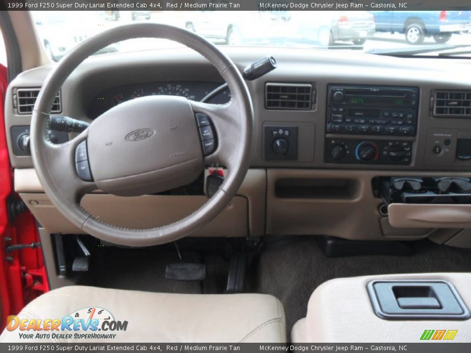 1999 Ford F250 Super Duty Lariat Extended Cab 4x4 Red / Medium Prairie Tan Photo #15