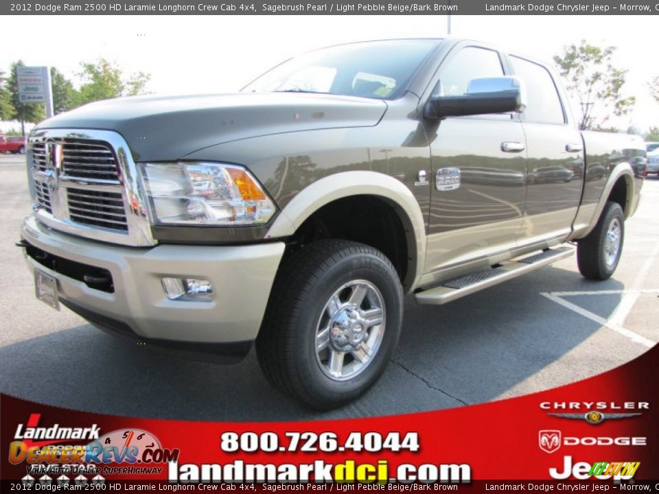 2012 Dodge Ram 2500 HD Laramie Longhorn Crew Cab 4x4 Sagebrush Pearl / Light Pebble Beige/Bark Brown Photo #1